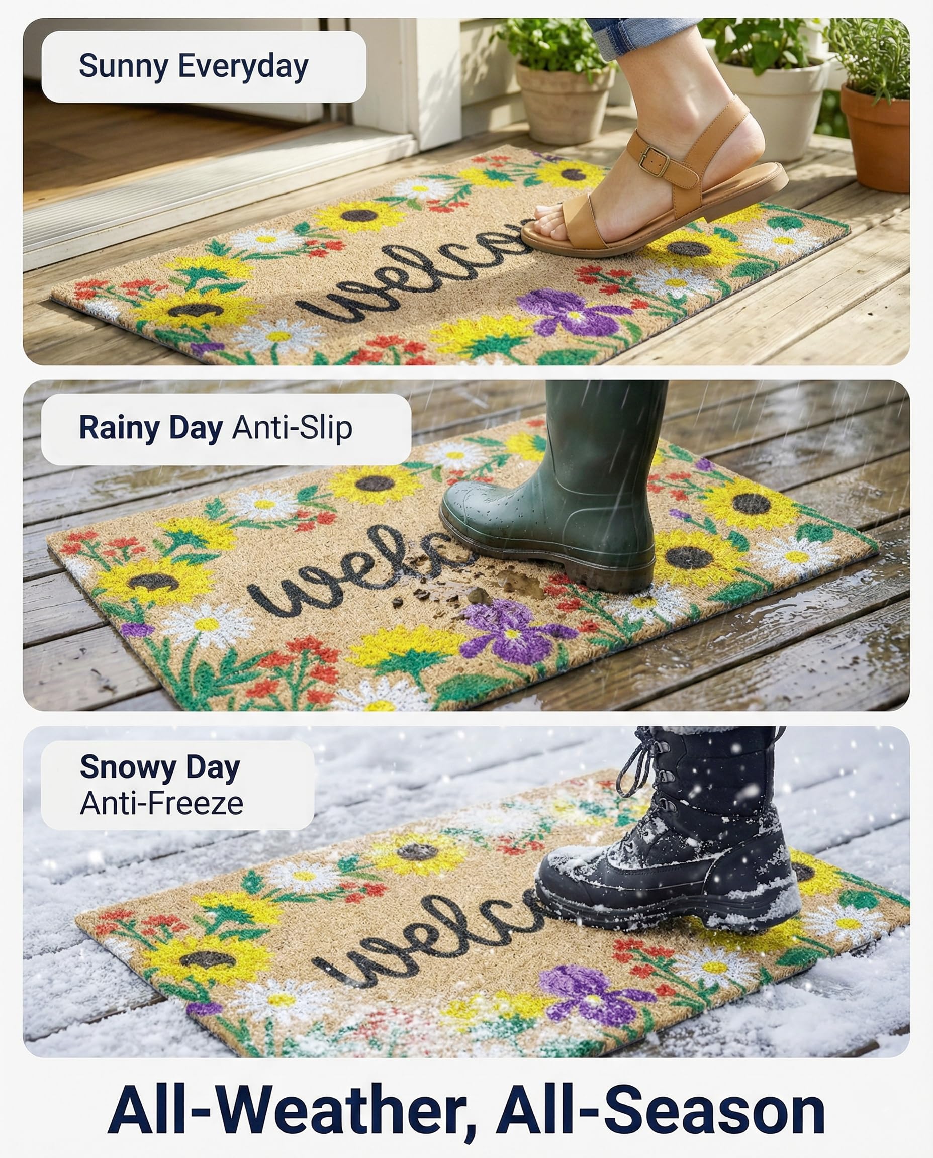 WCQCW 20x30 inch sunflower welcome mat