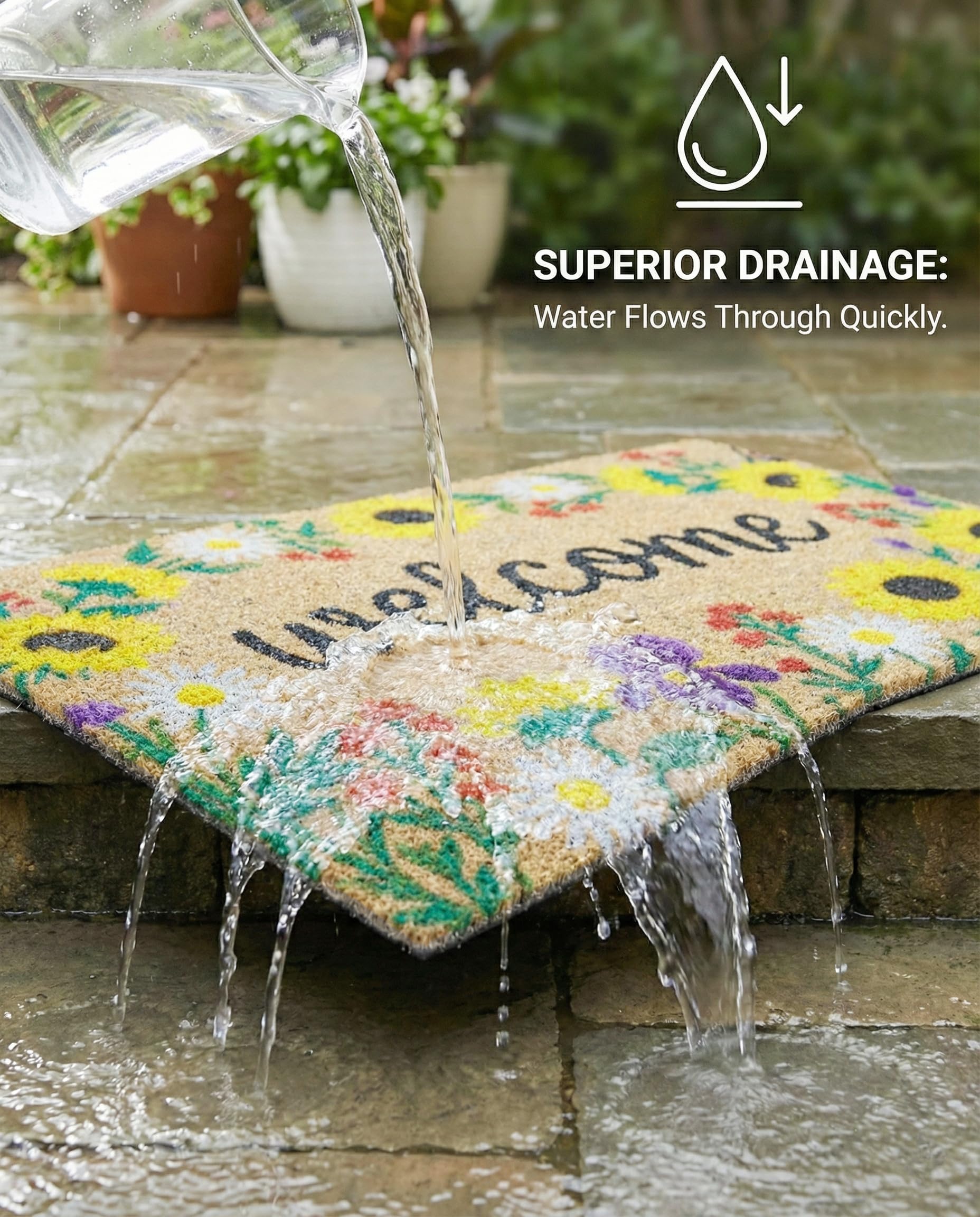 WCQCW sunflower entrance mat non-slip backing