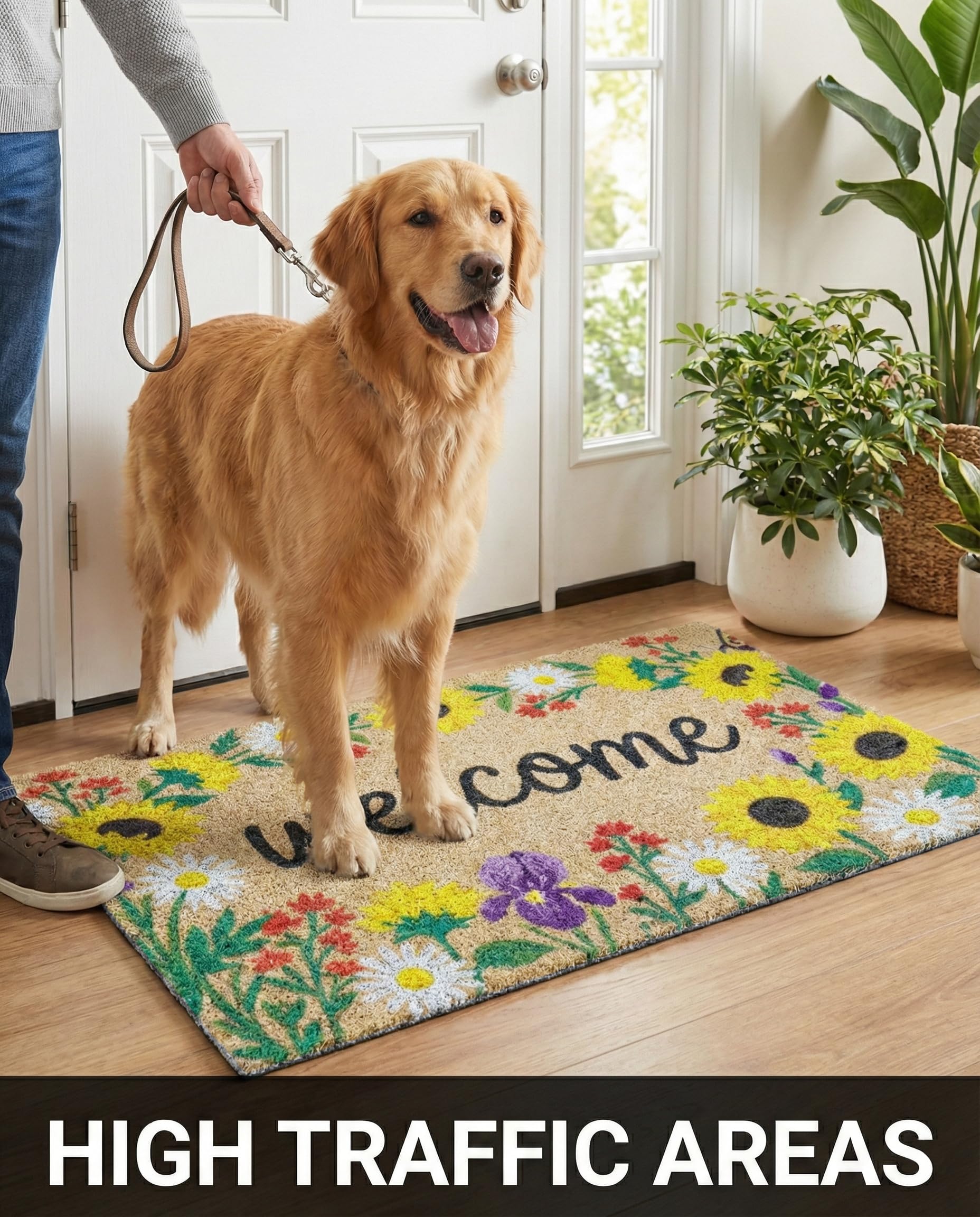 WCQCW sunflower welcome door mat for front porch 20x30 inch
