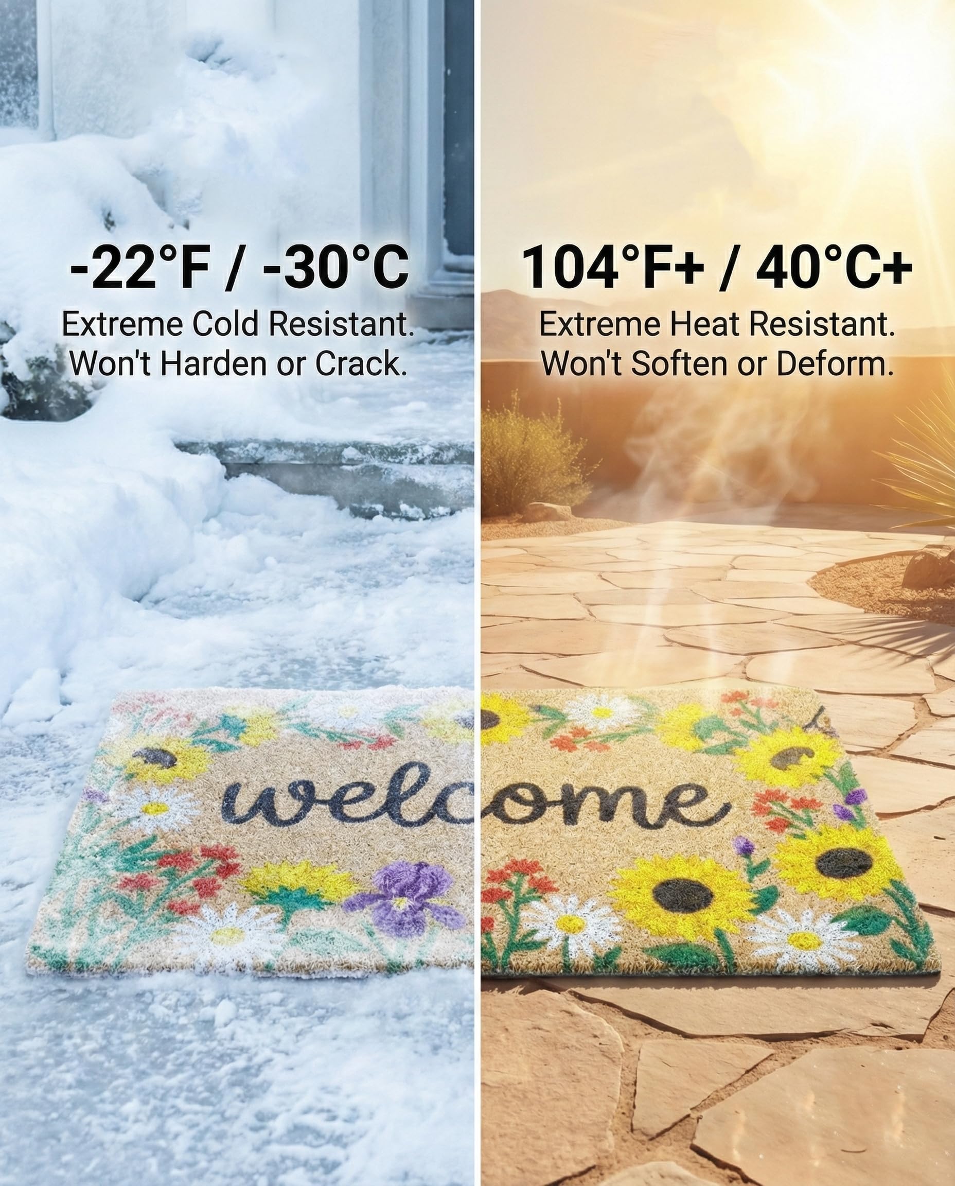 WCQCW waterproof backing door mat sunflower motif