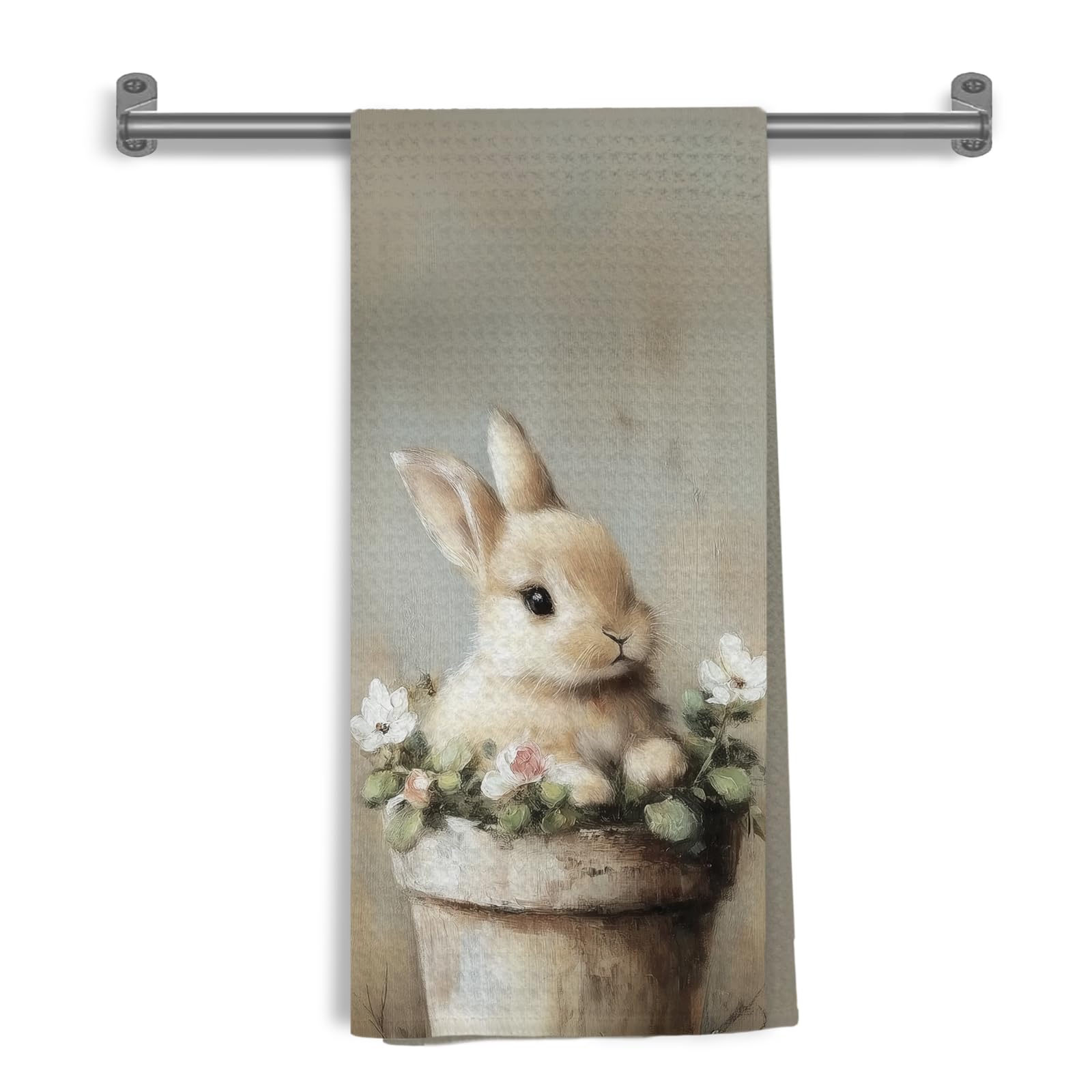 WDSFHYJK Easter Bunny Kitchen Towels rustic spring floral design
