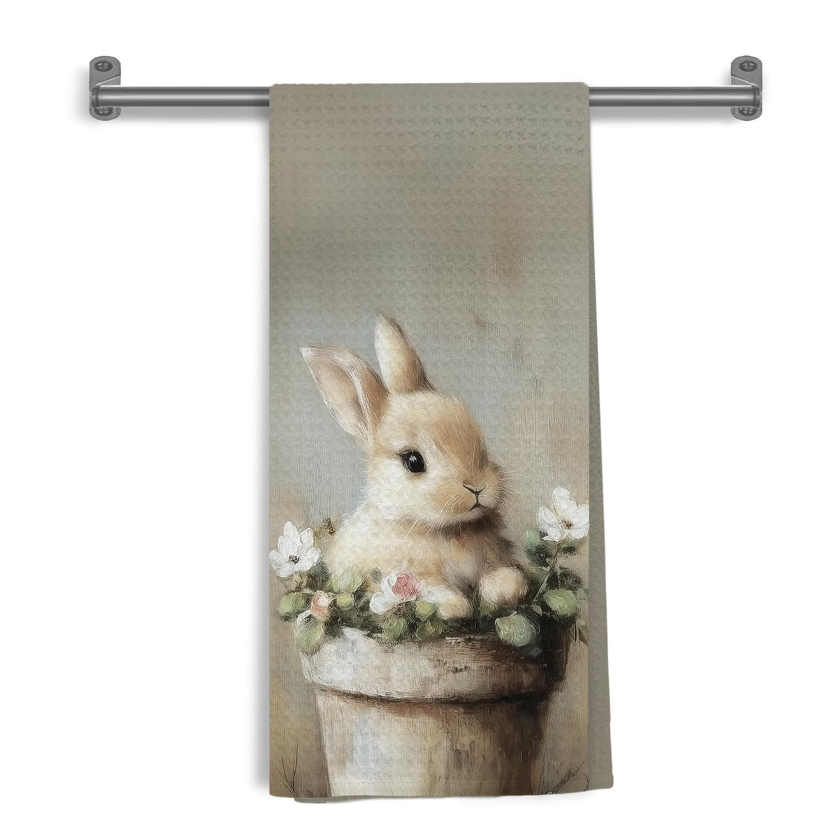 WDSFHYJK Easter Bunny Kitchen Towels rustic spring floral design
