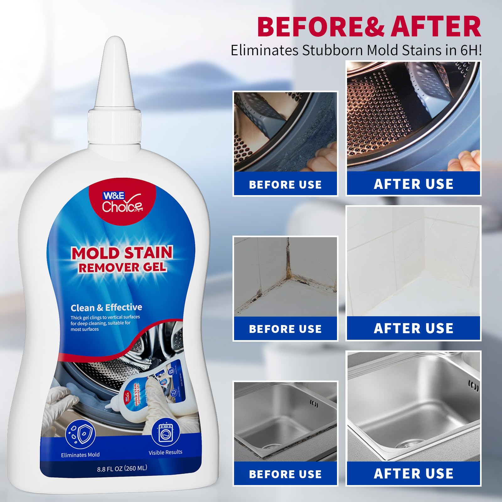 Mold stain remover gel washing machine cleaner bottle