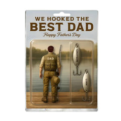 We Hooked The Best Dad Angling Plaque desk display with kids' names