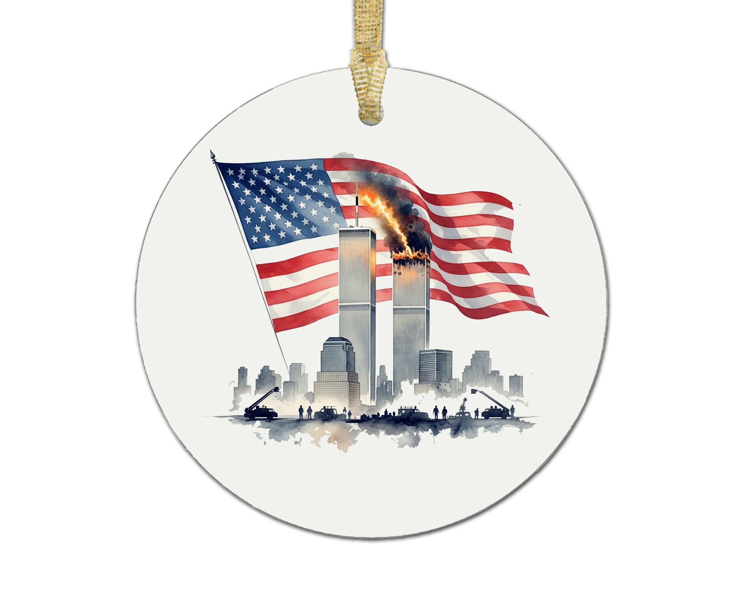 We Remember 9/11 memorial ornament 3x3 metal handmade