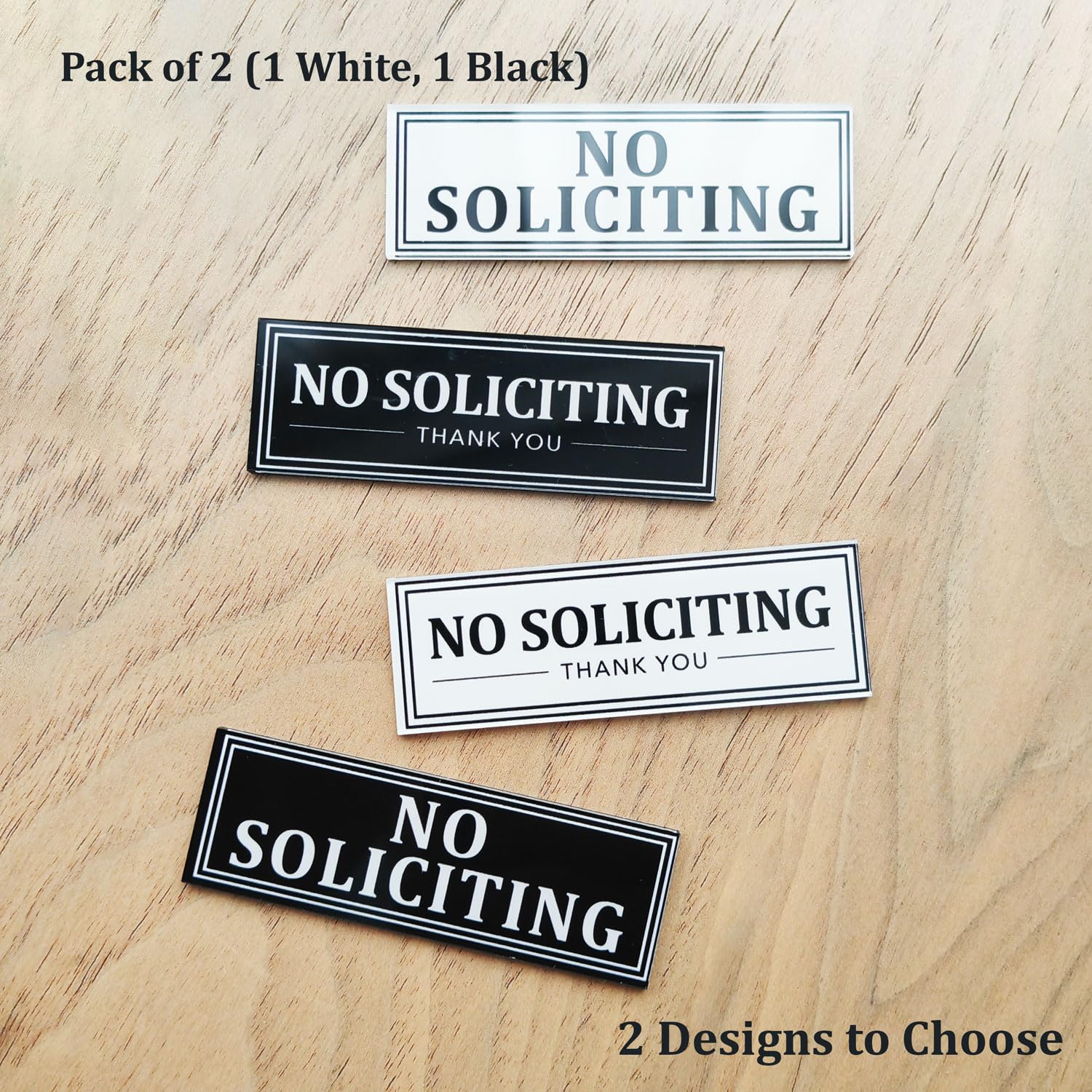 White No Soliciting sign for exterior use