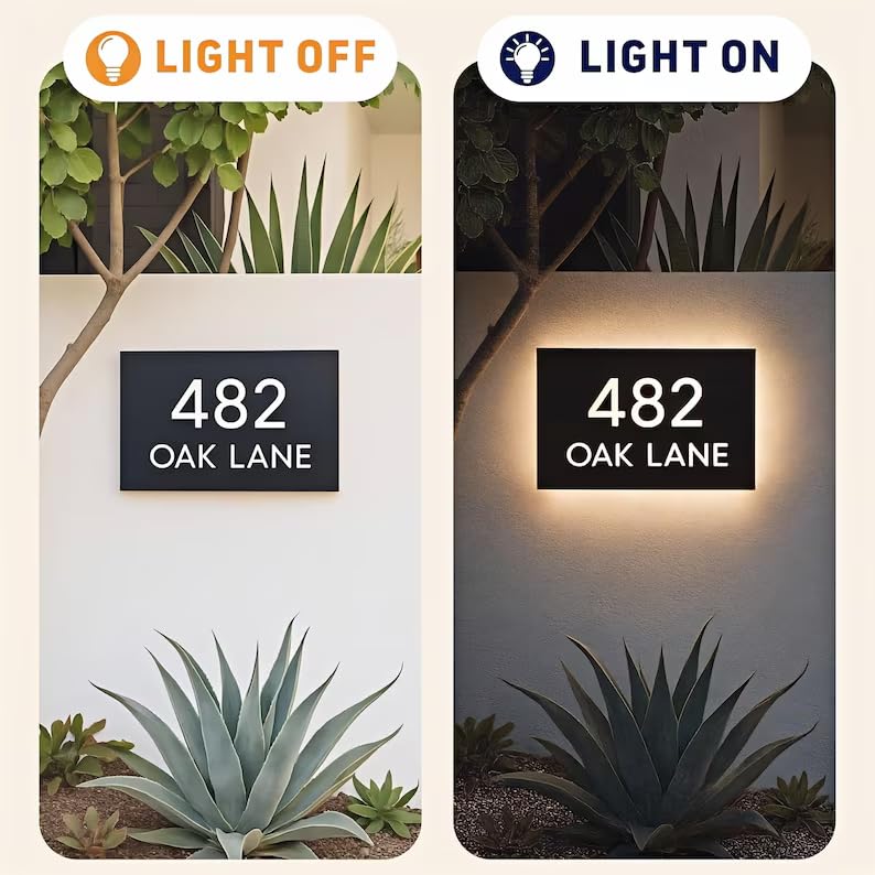 Backlit doorplate with customizable fonts and sizes