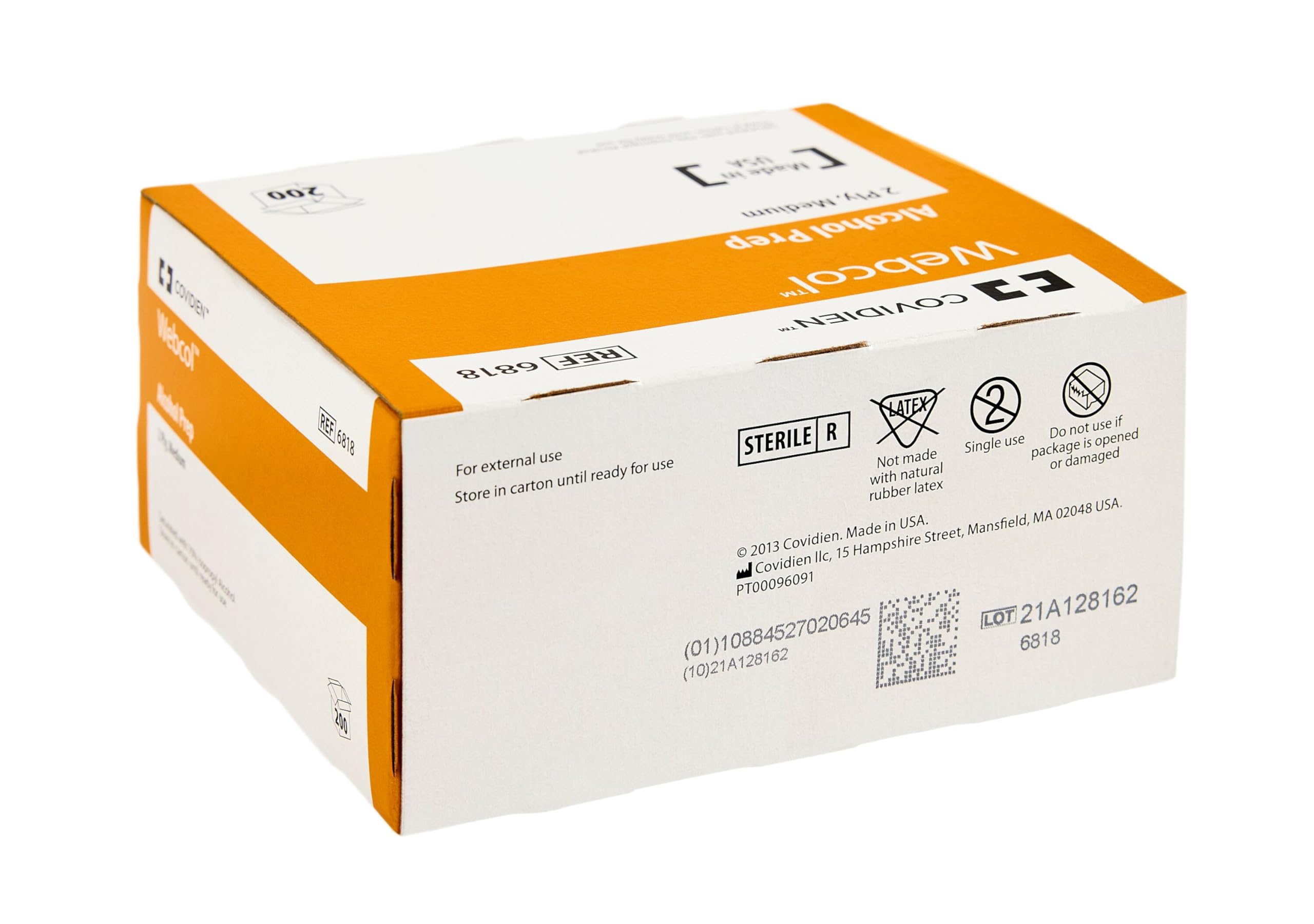 Webcol Alcohol Prep Pads 70% isopropyl alcohol sterile medium pads
