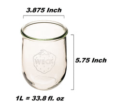 See-through Weck Tulip Jar with stainless steel locking clamp