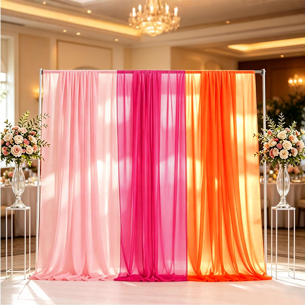 Soft chiffon fabric detail for table runner
