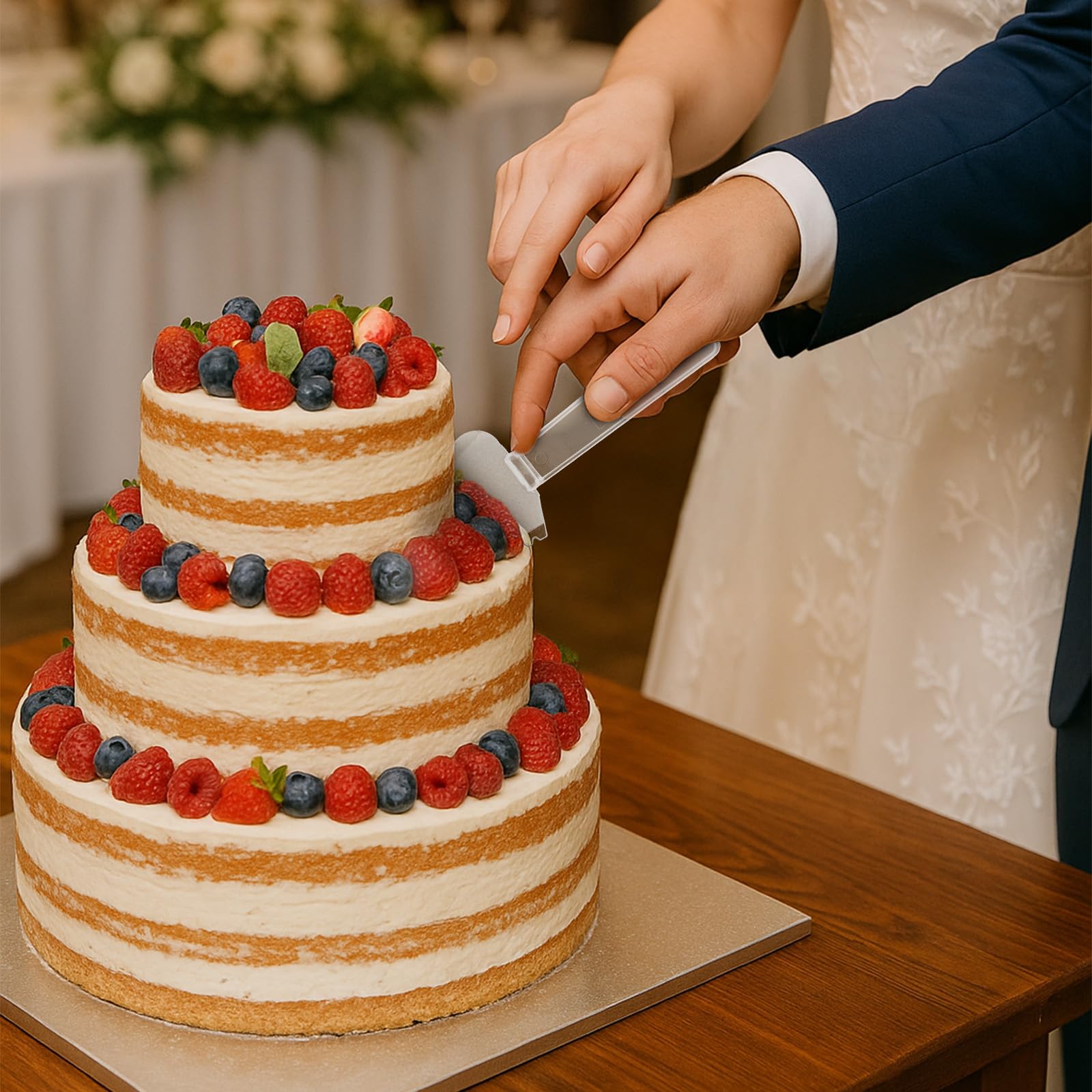 non-slip grip cake cutter for neat slices at events