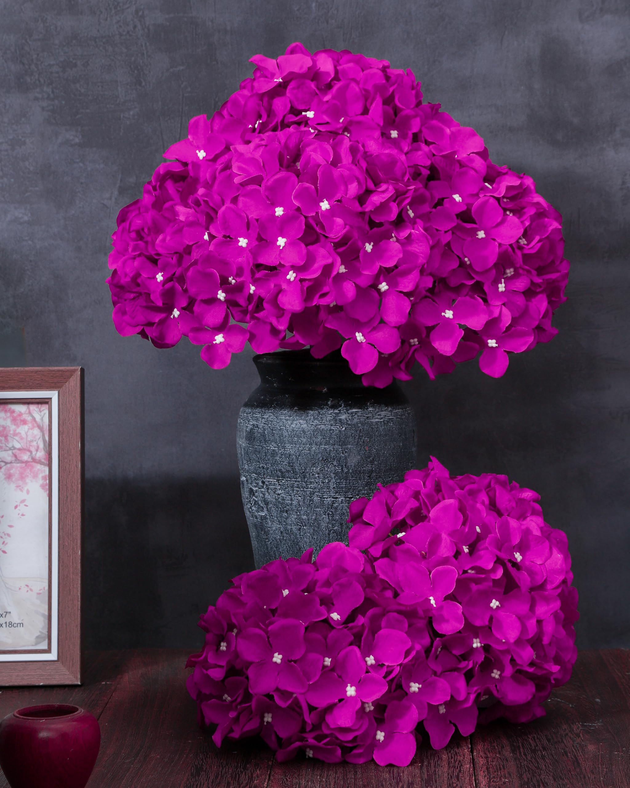 Wedding centerpiece ready silk hydrangea dark fuchsia