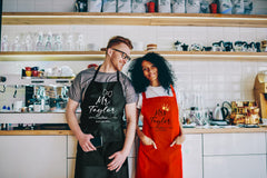 Close up of date field on Mr. & Mrs Custom Name Aprons