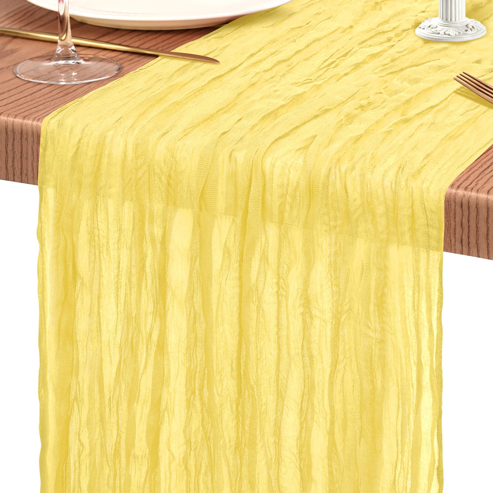 Stitched edges prevent fraying on table runner