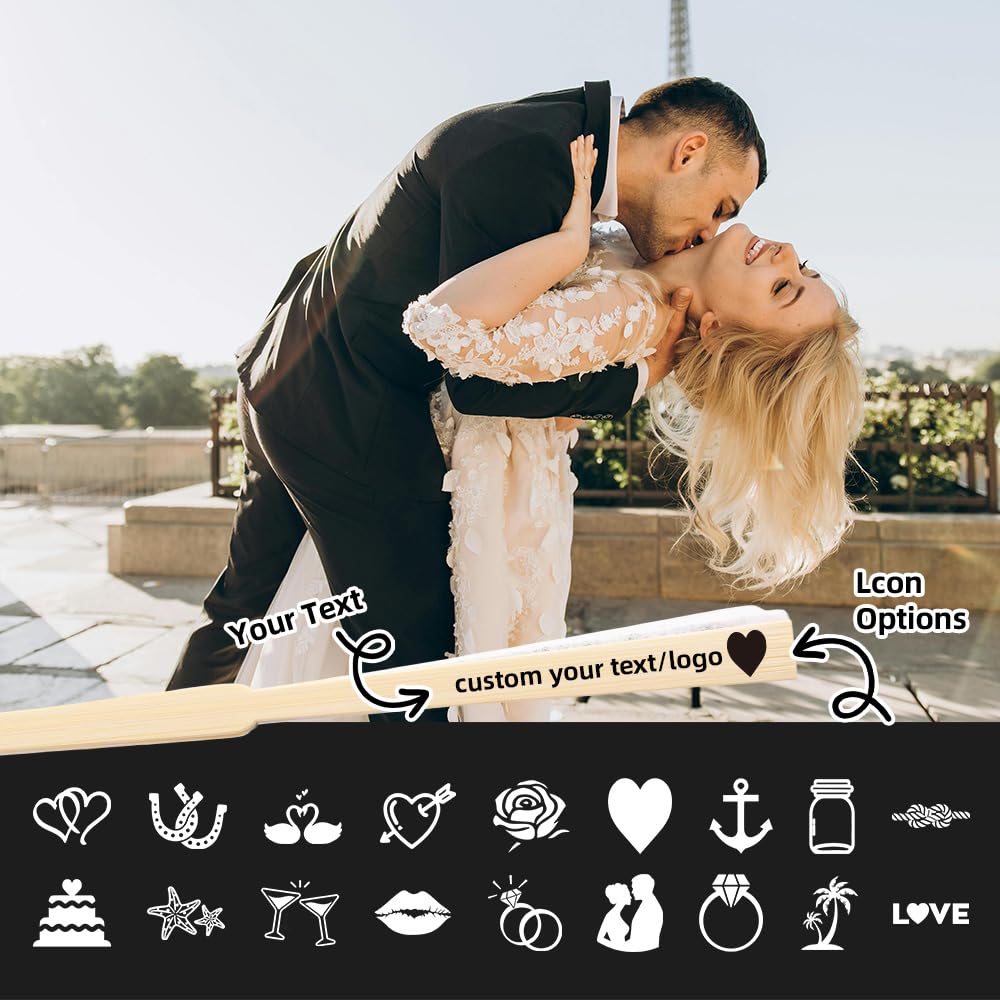 Wedding fan with photos text or logos on one side