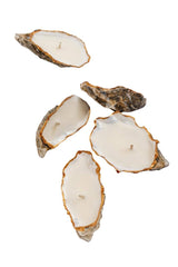 Beach wedding decor and bridal shower keepsake candle in oyster shell