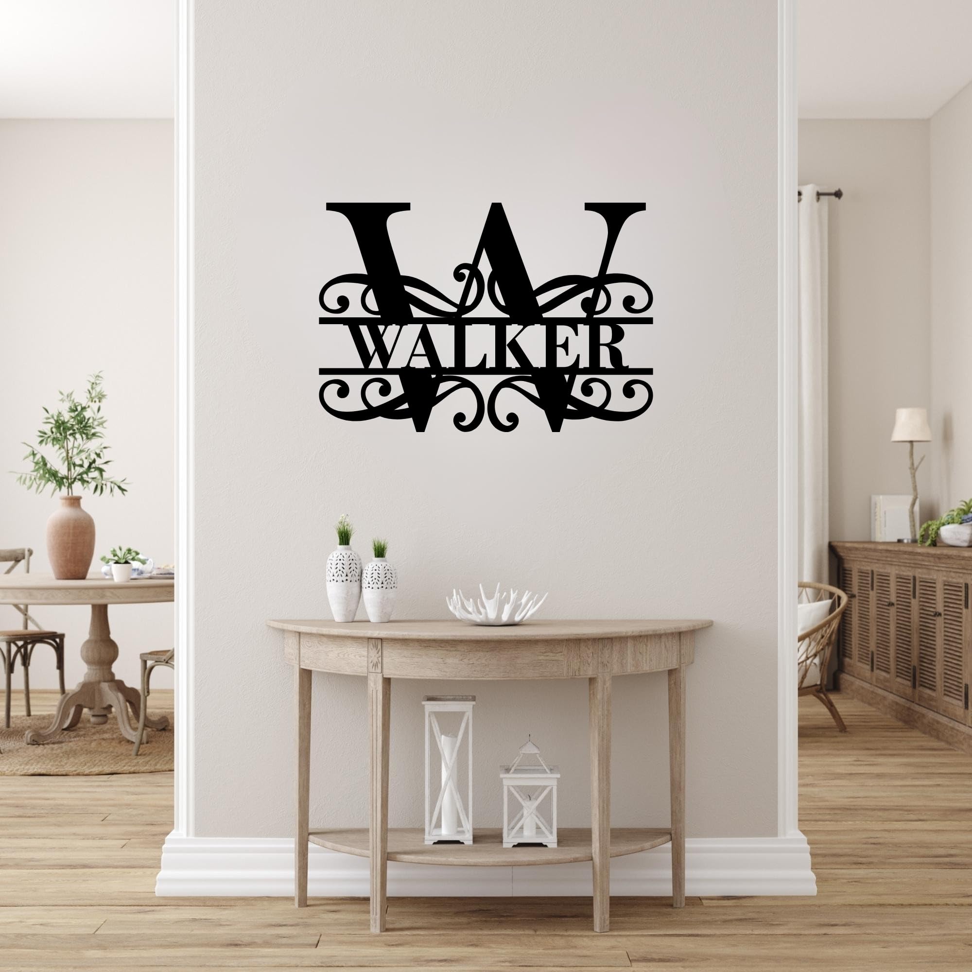 Wedding gift monogram wall art made from steel
