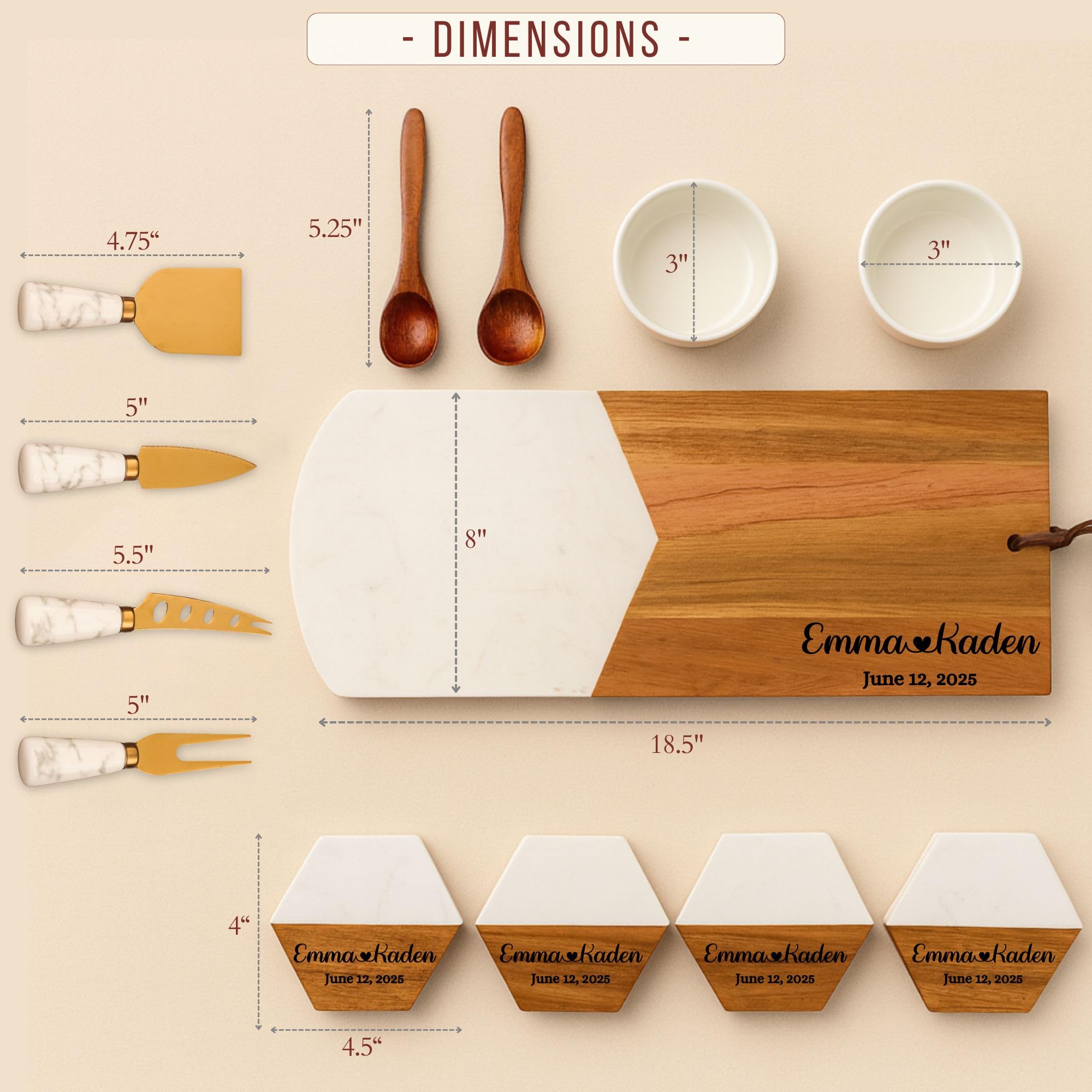 optional matching coasters with charcuterie board