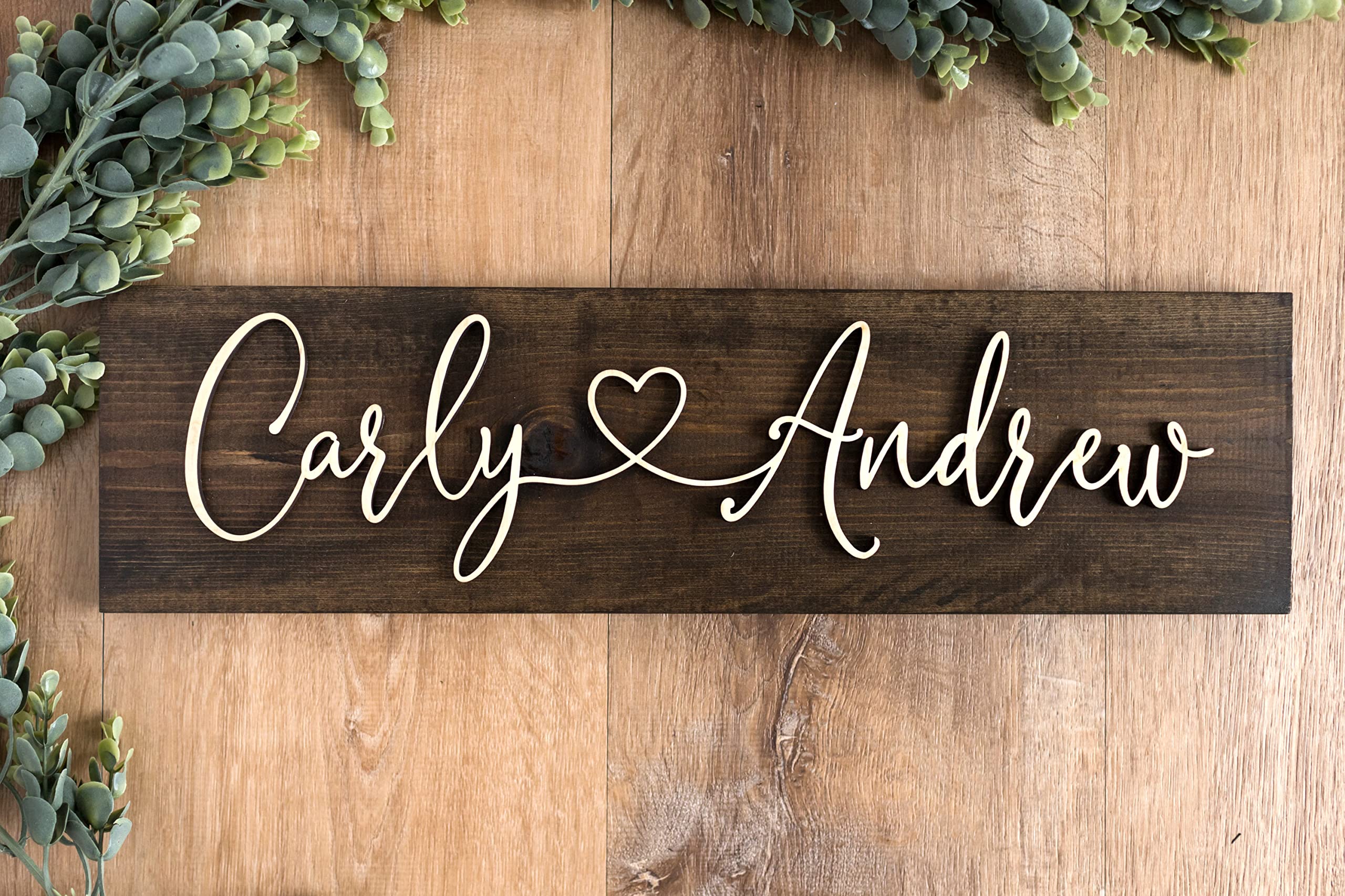 Wedding plaque with first names wood sign
