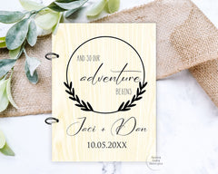 Wood card keeper with front and back covers and rings