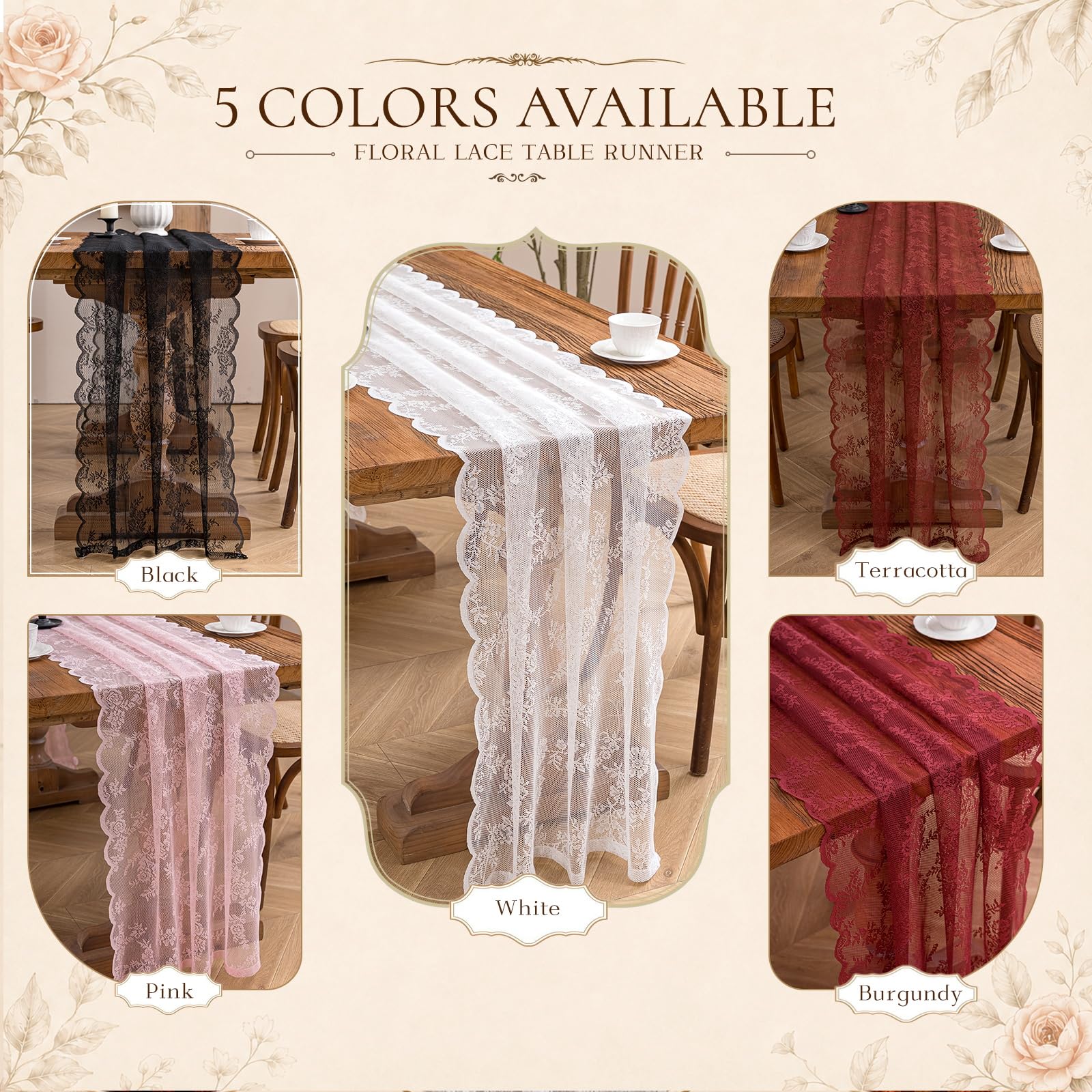 White lace decor ideal for weddings and garden parties