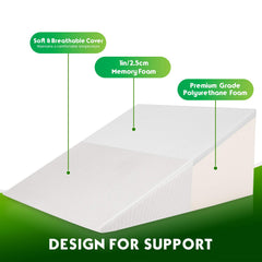 Removable breathable cover on Abco wedge pillow