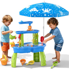 Wee Wonders 3-Tier Water Table blue with adjustable umbrella
