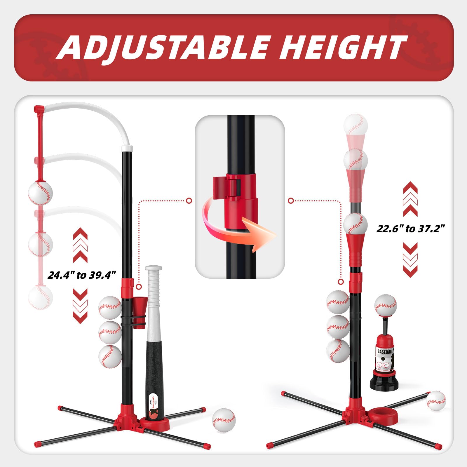 Wee Wonders tee ball stand with retractable bat and baseballs image