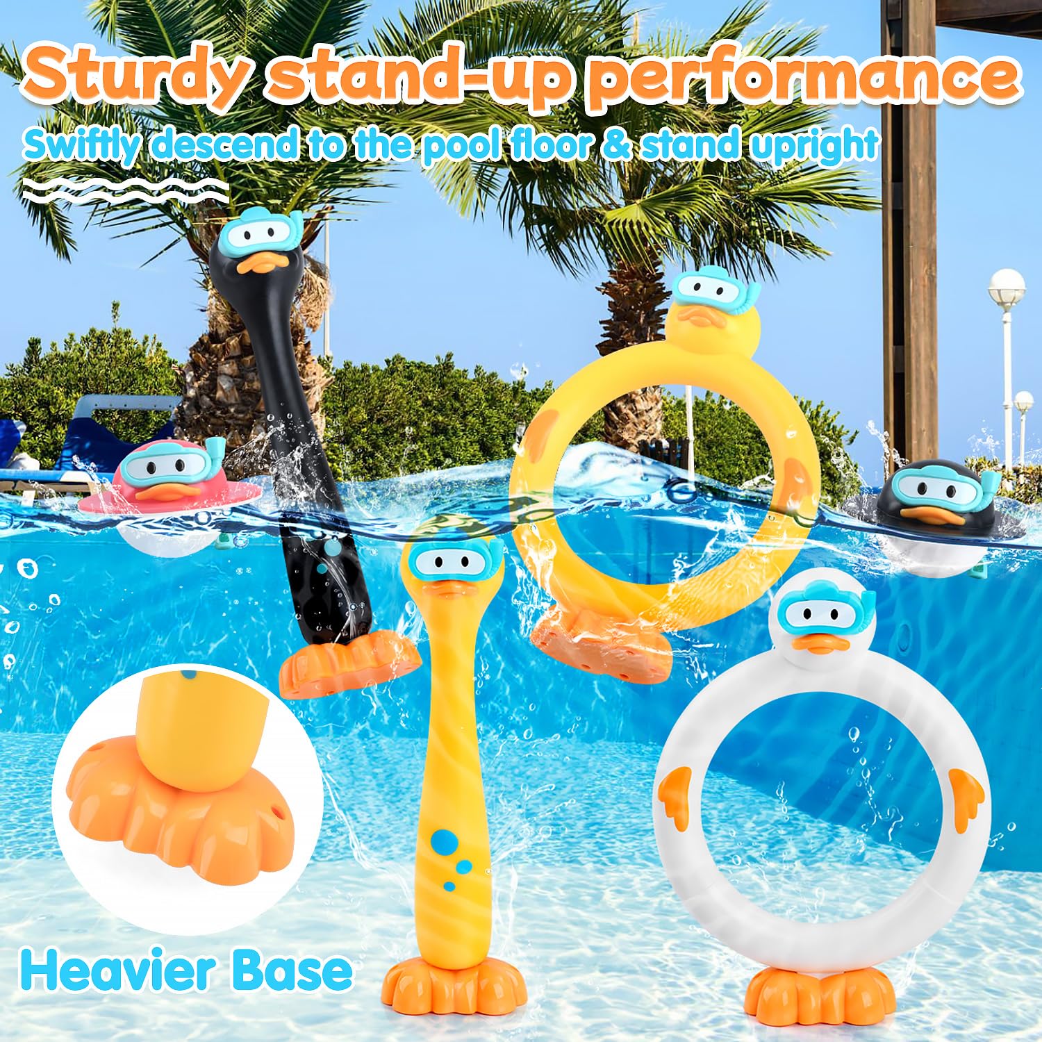 Three diving duck sticks included in WeeHomm pool toy set
