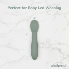 Soft durable silicone baby spoons with easy grip handles
