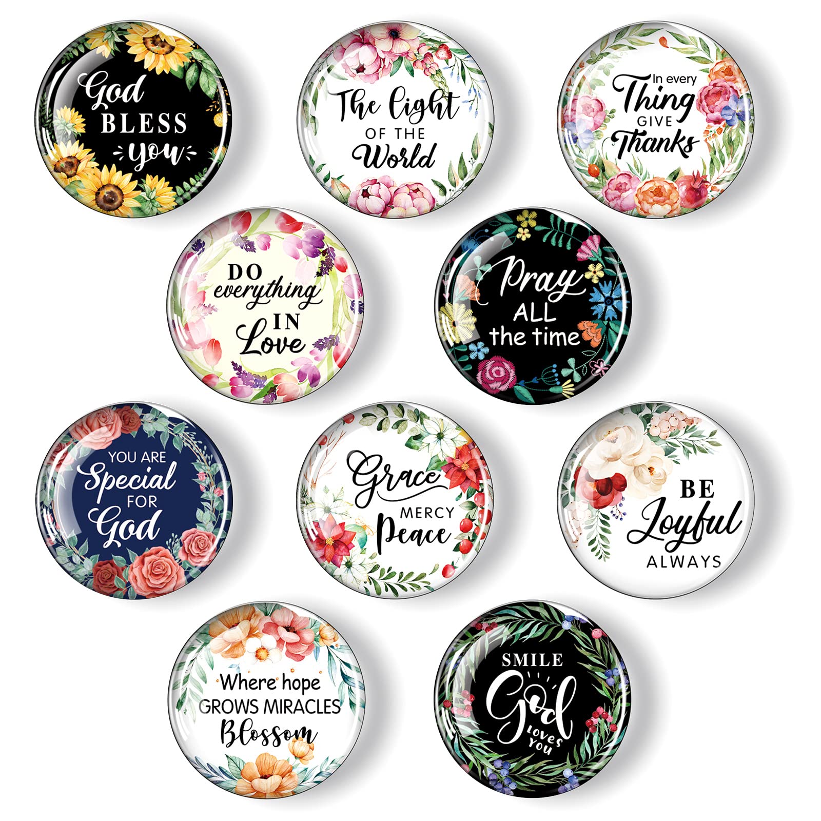 Weewooday Christian Inspirational Fridge Magnets 10 pieces diameter 32mm