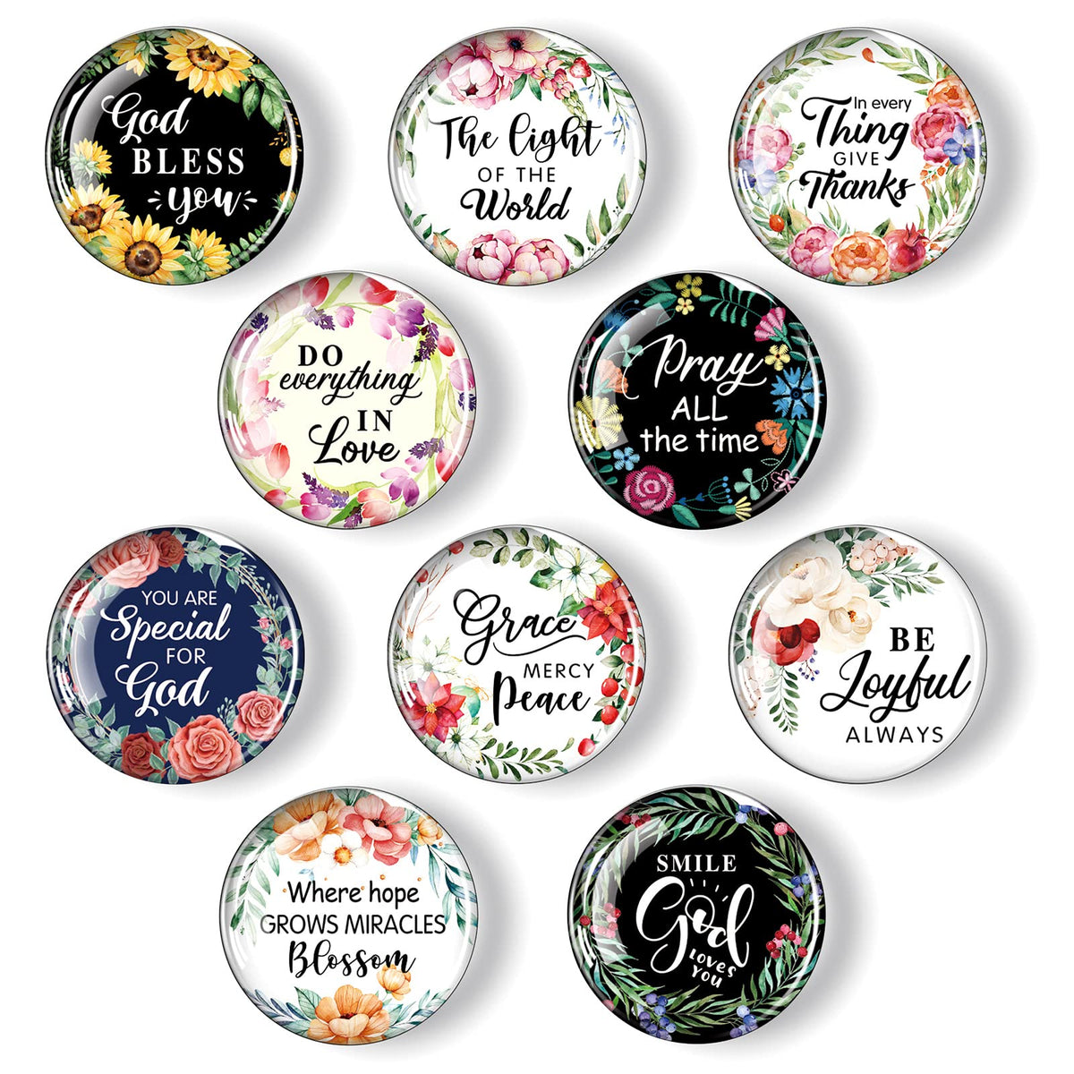 Weewooday Christian Inspirational Fridge Magnets 10 pieces diameter 32mm
