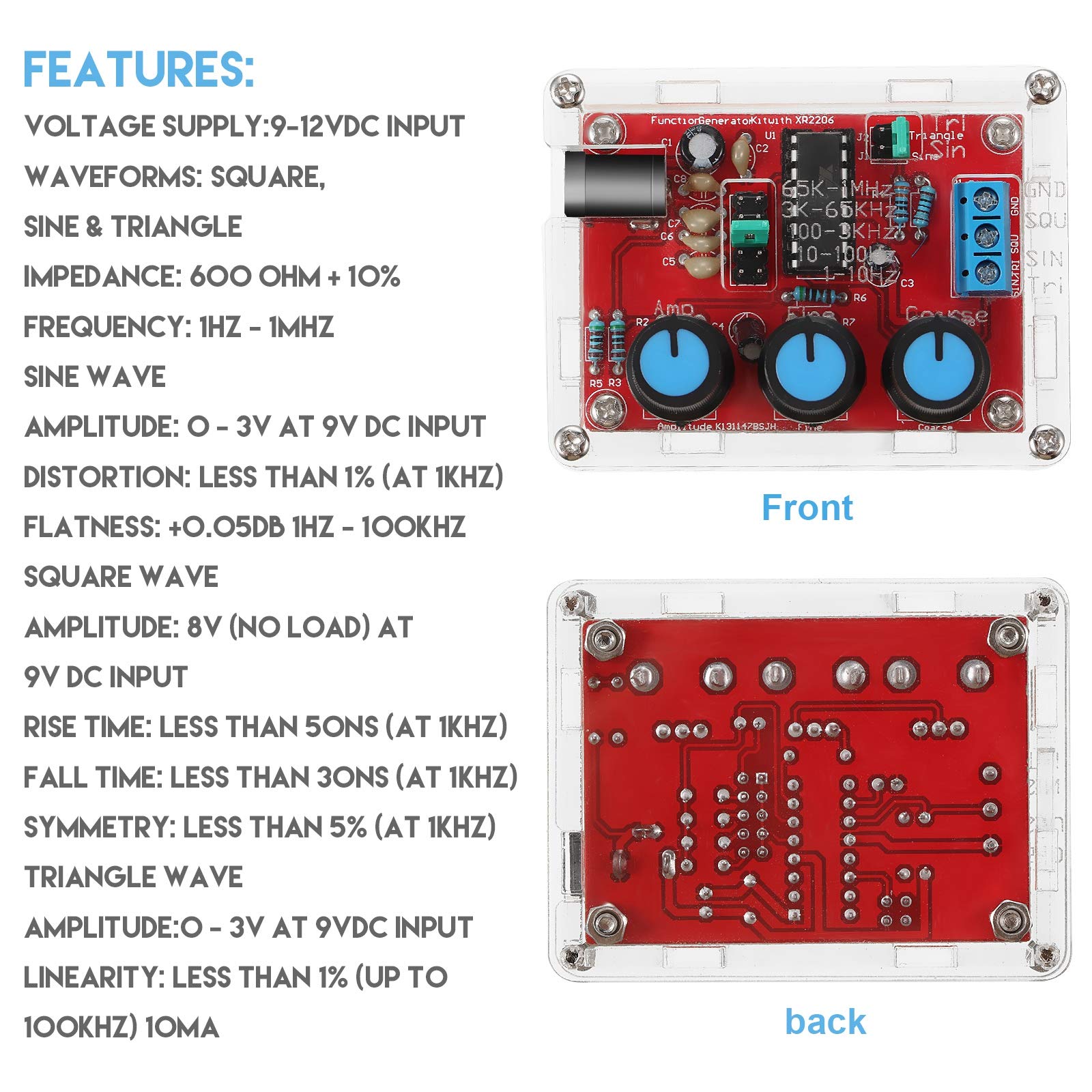 Weewooday Xr2206 module kit with transparent case shell