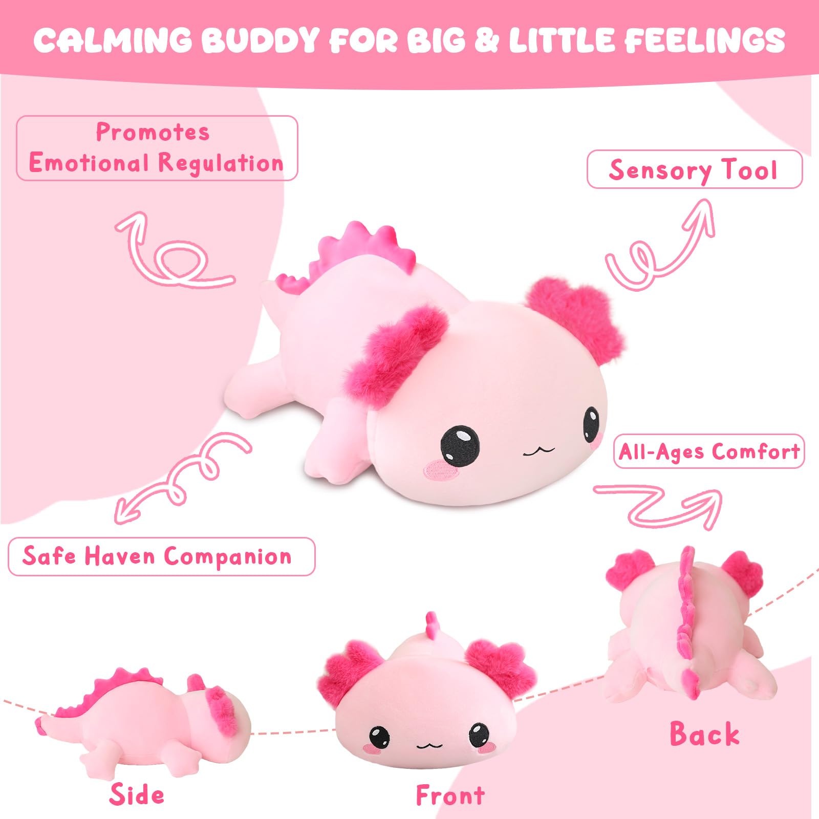 Machine washable axoltol weighted plush pillow by TOYSYM