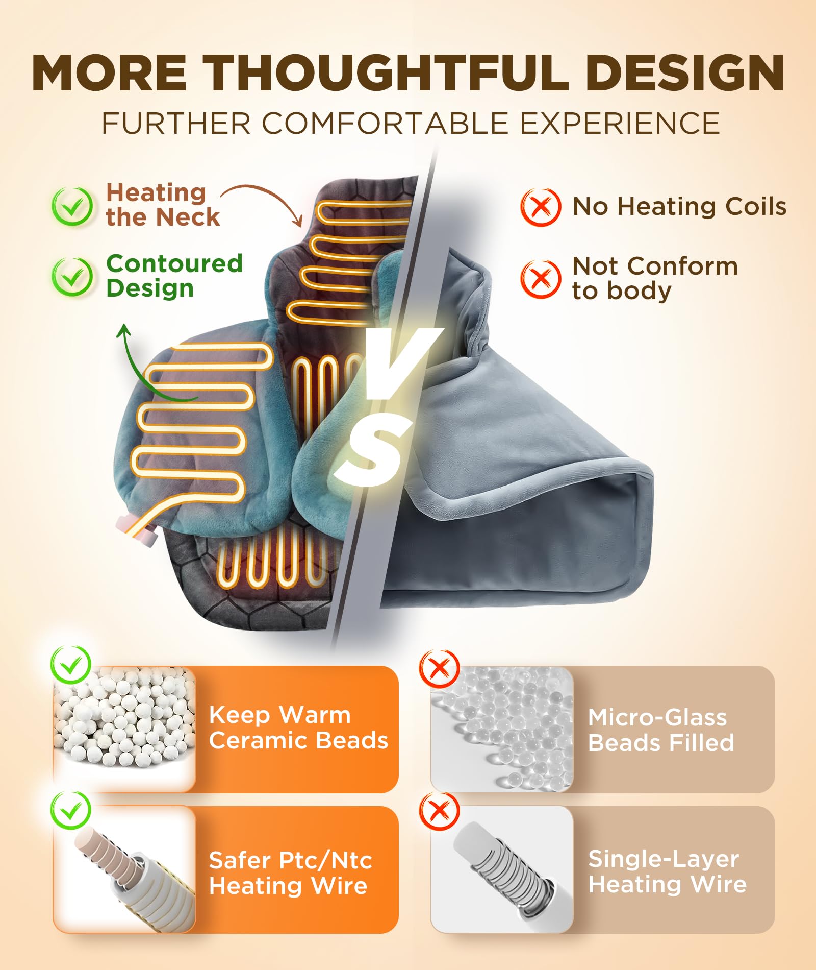 Weighted heating pad edge with ceramic beads
