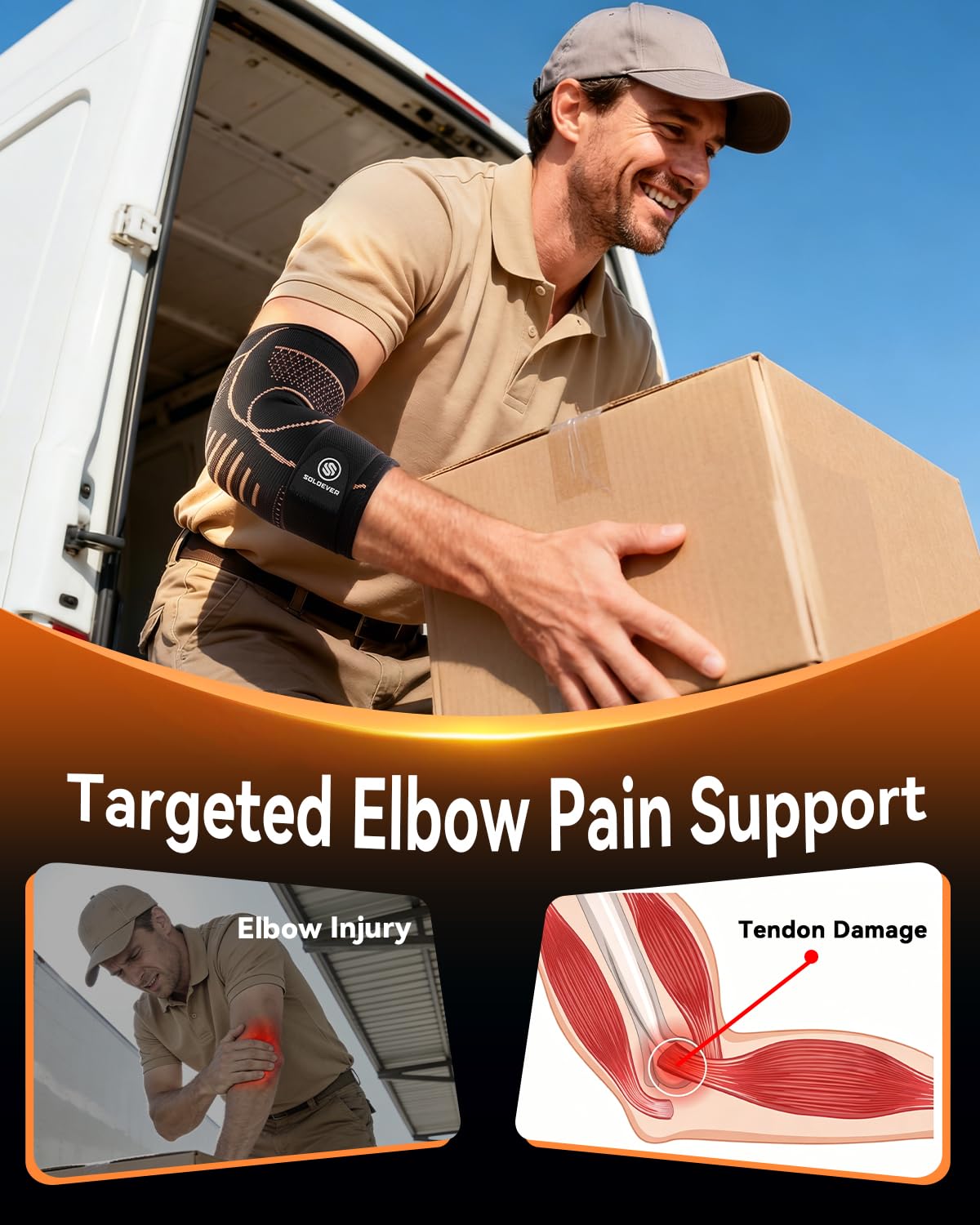 Weightlifting elbow sleeve in use