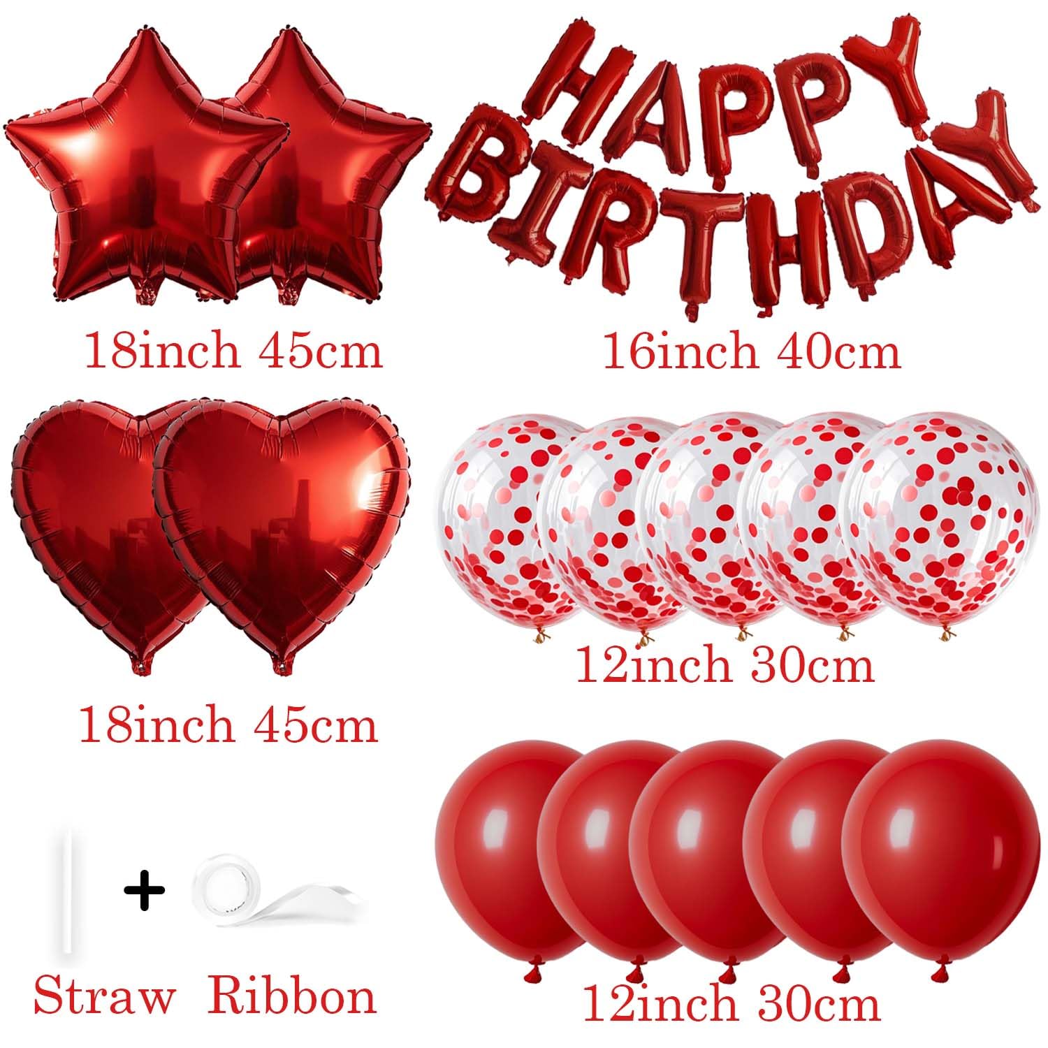 18 inch red pentagram star balloons from WEIKA kit