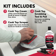 Weiman ceramic cooktop cleaner kit components