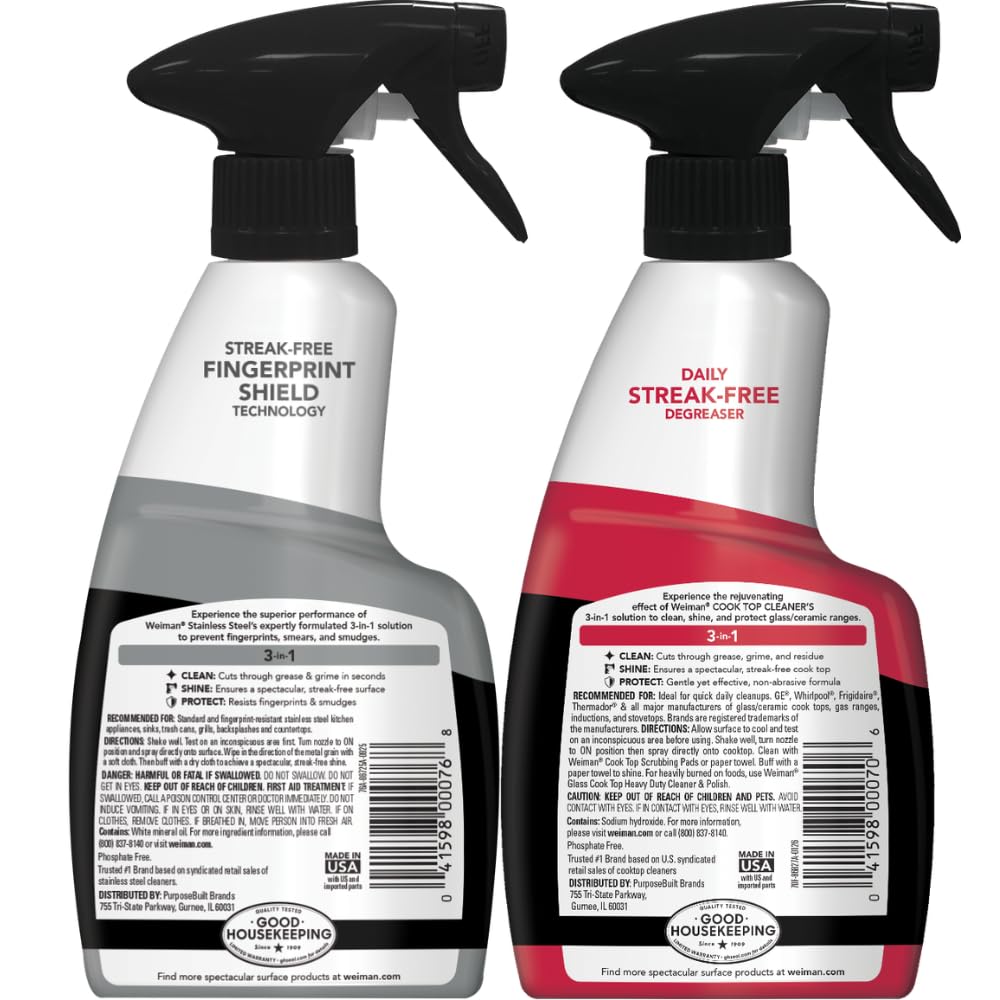 Weiman cooktop surface cleaner bottle on kitchen counter