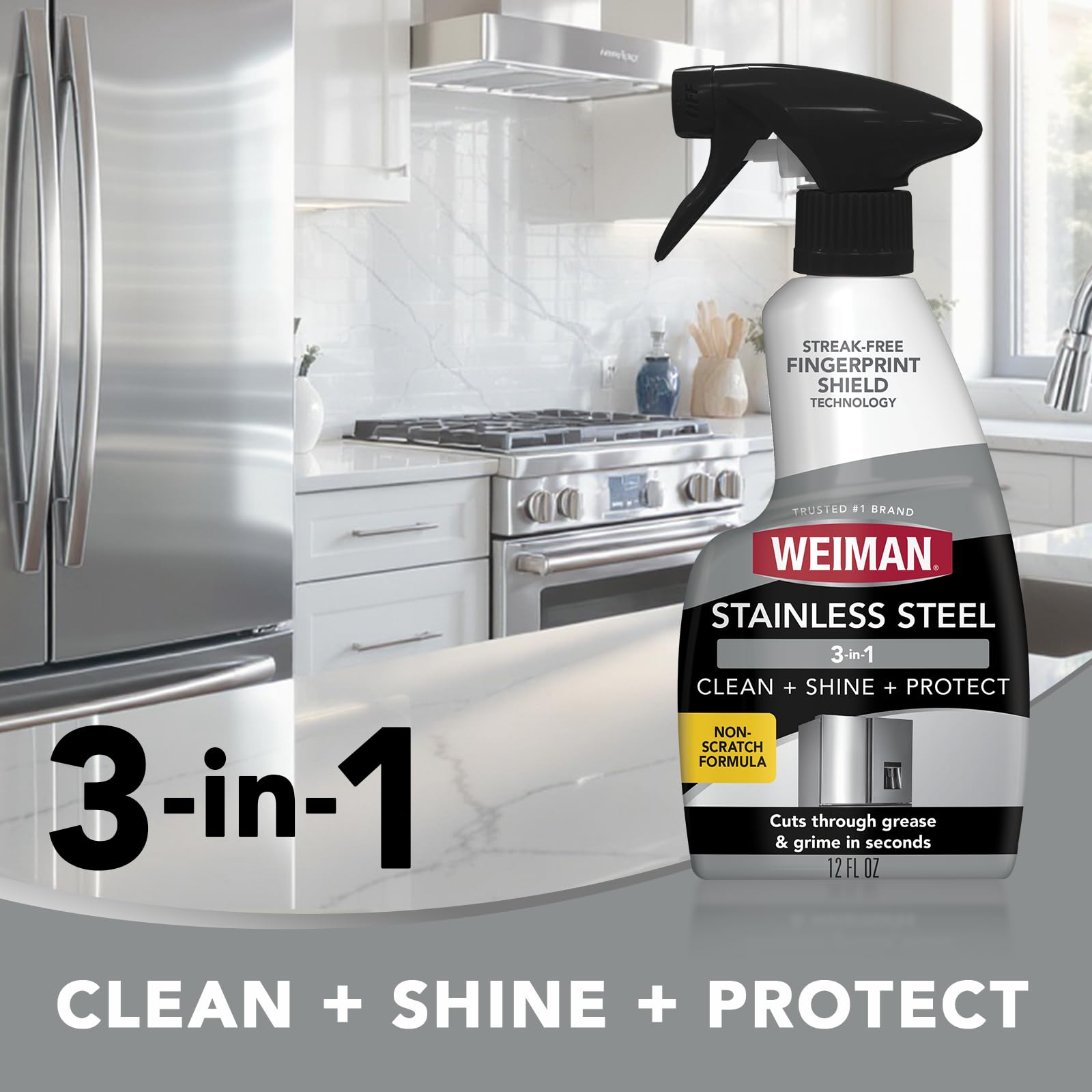 Weiman daily cooktop cleaner spray bottle on counter