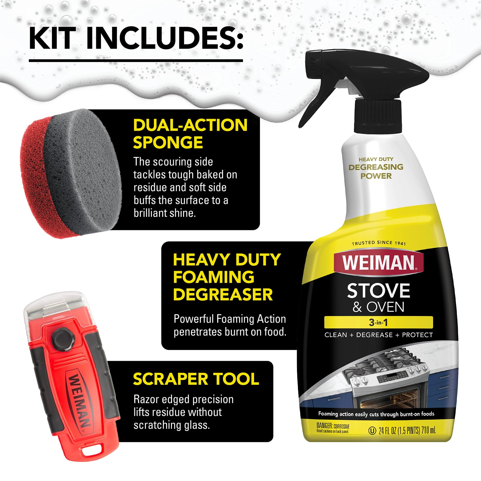 Weiman foaming stove and oven cleaner 24oz bottle close up