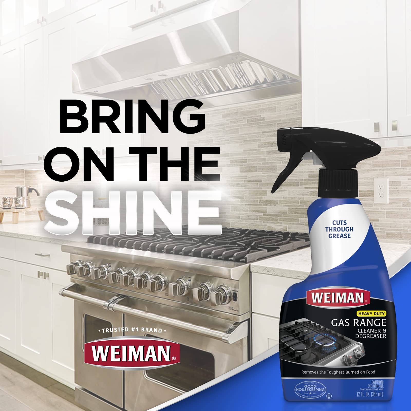 Weiman gas range cleaner and degreaser packaging