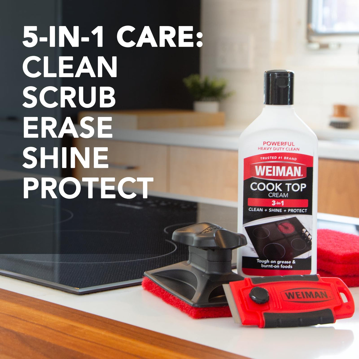 Weiman glass cooktop cleaner kit with 10 oz degreaser cream