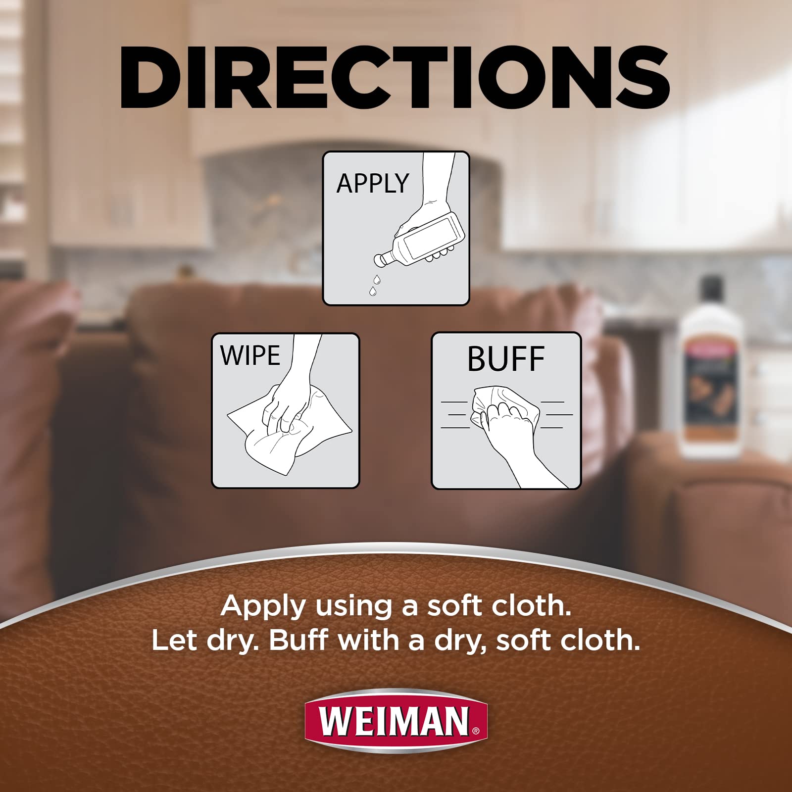 Weiman leather care product packaging close up