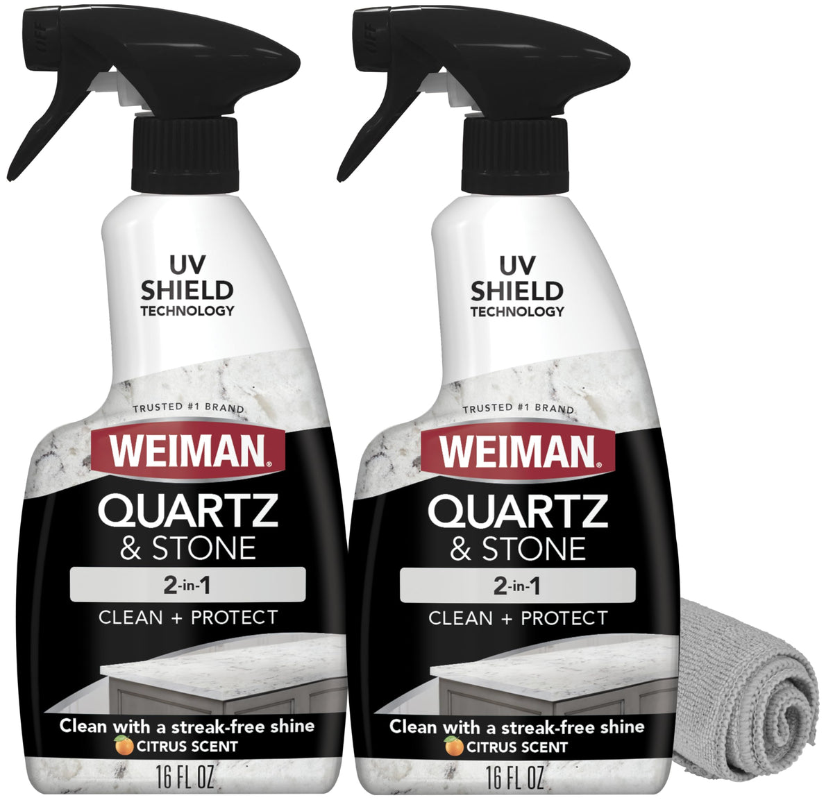 Weiman quartz countertop cleaner and polish bottle 2 pack with towel
