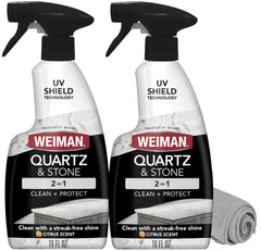 Weiman quartz countertop cleaner and polish bottle 2 pack with towel