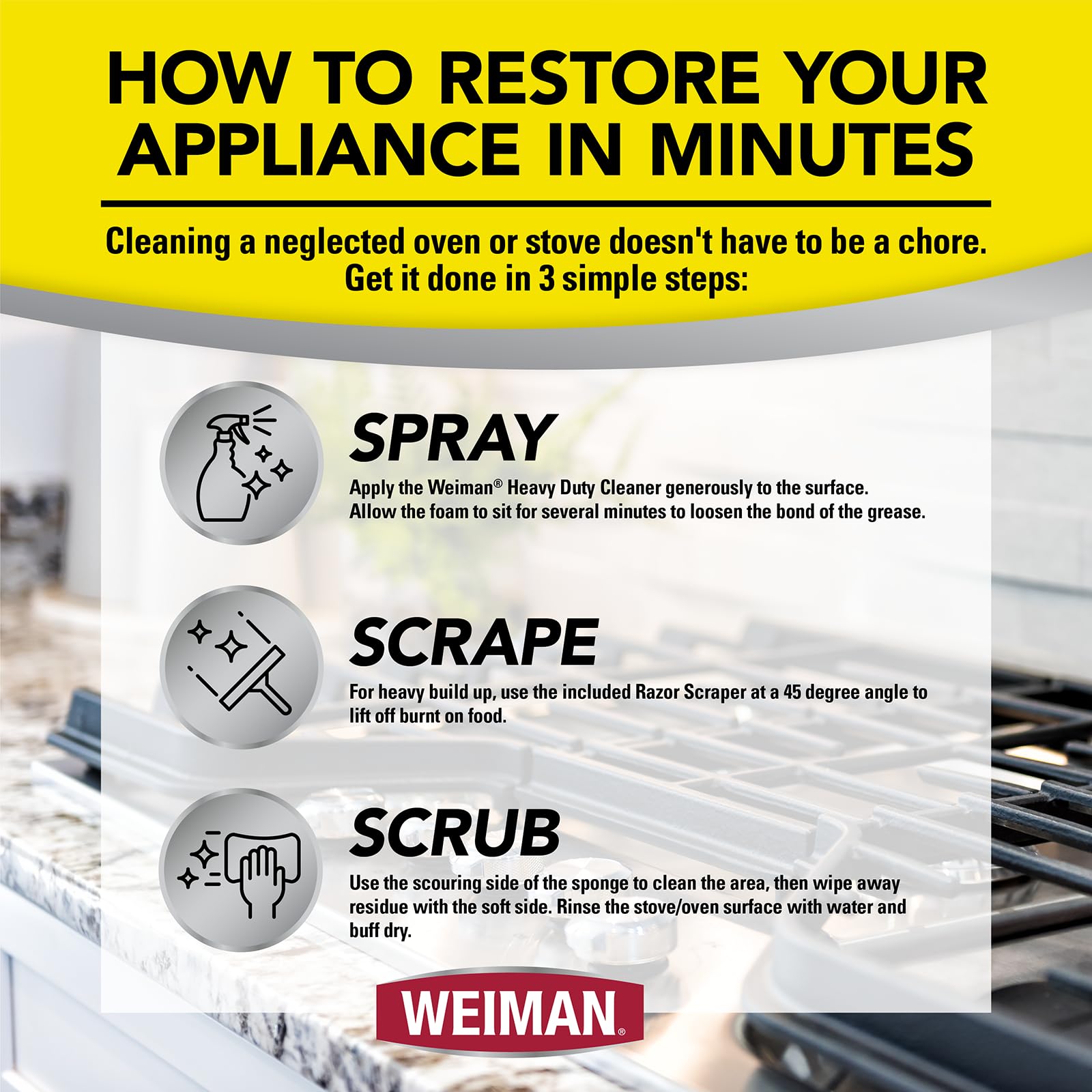 Weiman heavy duty stove and oven cleaner set product packaging
