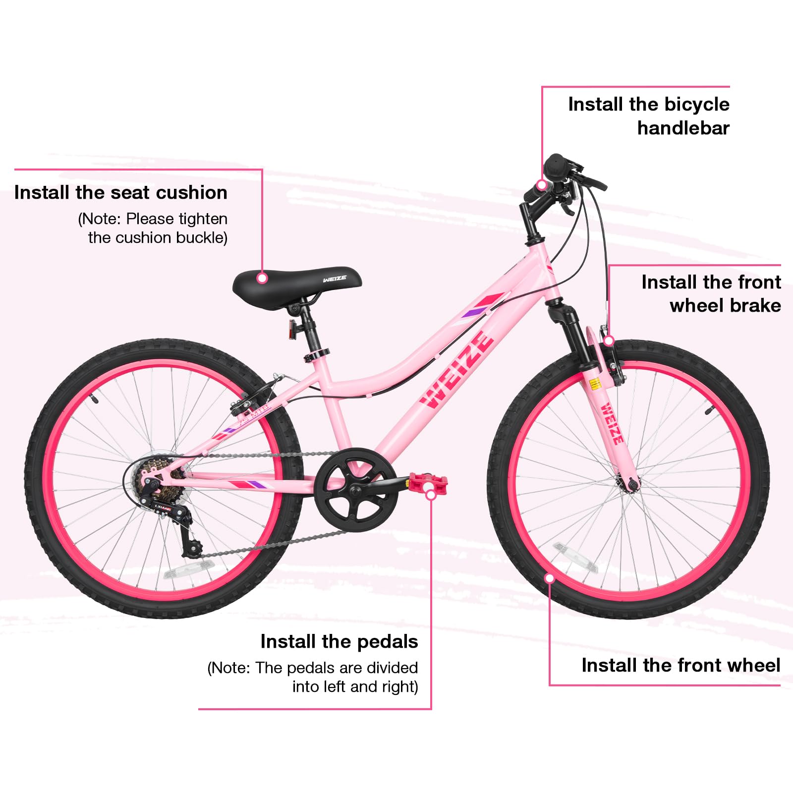 WEIZE 85 percent pre-installed kid bike with video guidance