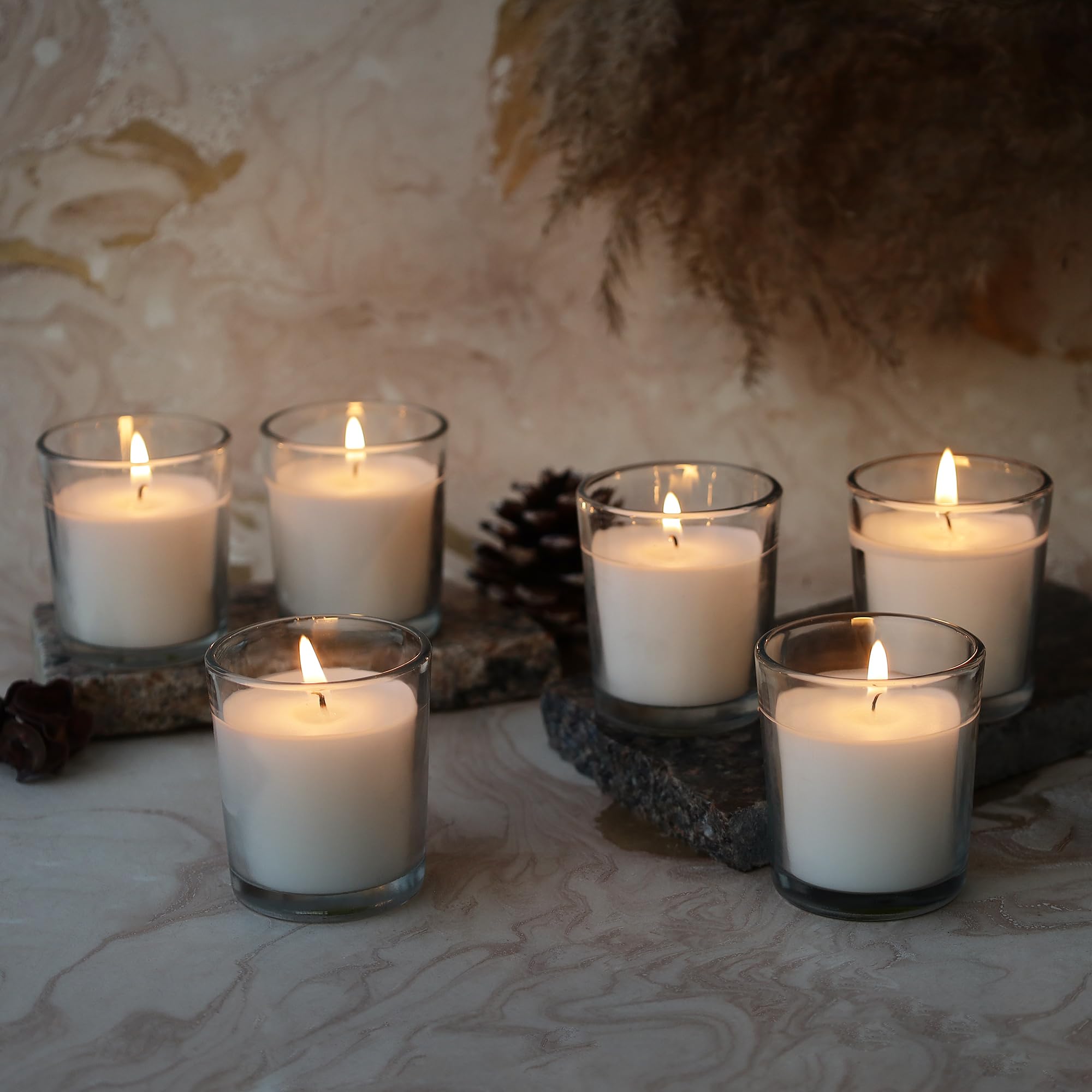 Welburn Veda&Co Glass Votive Candles 25 pack unscented white candles
