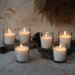 Welburn Veda&Co Glass Votive Candles 25 pack unscented white candles